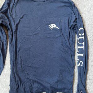 Endicott College Long Sleeve Tee with front pocket and graphic on back